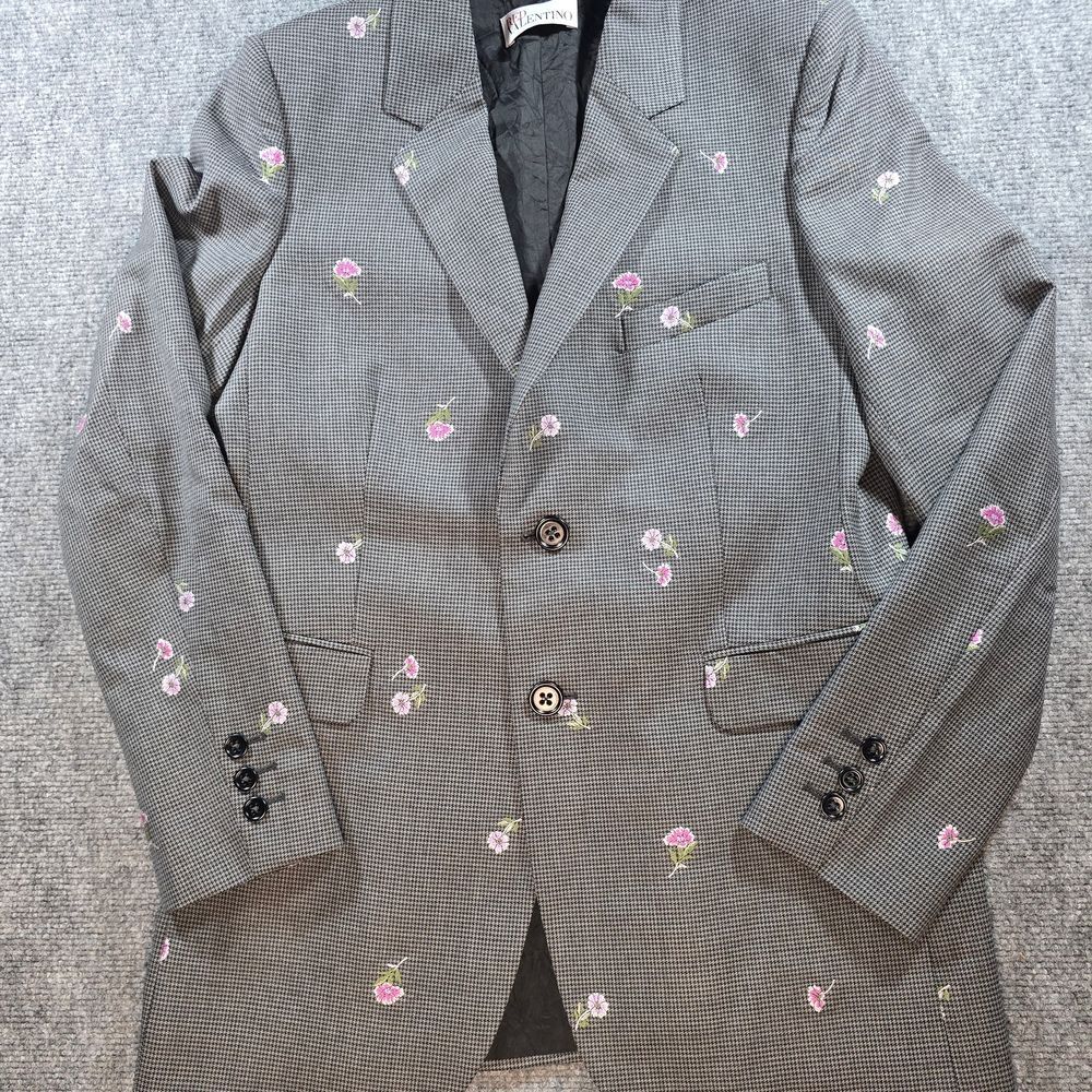 RED Valentino Houndstooth Blazer Floral Embroidered Womens Designer Jacket